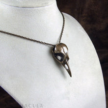 Load image into Gallery viewer, Corvid Skull  -- Pendant in Bronze or Silver | Hibernacula