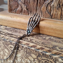 Load image into Gallery viewer, Primal Hamsa -- Juramaia Sinesis Fossil Pendant in Bronze or Silver with Raw Diamond | Hibernacula