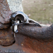 Load image into Gallery viewer, Morrigan -- Bird Skull Ring in Bronze or Silver | Hibernacula