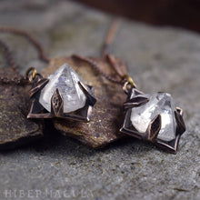 Load image into Gallery viewer, Apophyllite Pyramid -- Raw Crystal in Bronze or Silver Clasps | Hibernacula