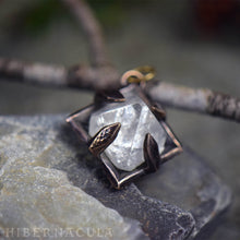 Load image into Gallery viewer, Apophyllite Pyramid -- Raw Crystal in Bronze or Silver Clasps | Hibernacula