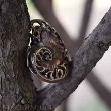 Load image into Gallery viewer, Ammonite Reliquary -- Red Opal Ammolite in Bronze or Silver | Hibernacula