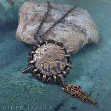 Load image into Gallery viewer, Journey Stone -- Compass Rose Dendritic Jasper Pendant in Bronze or Silver | Hibernacula
