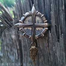 Load image into Gallery viewer, Journey Stone -- Compass Rose Dendritic Jasper Pendant in Bronze or Silver | Hibernacula