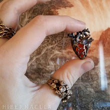 Load image into Gallery viewer, Heart of Stone -- Miniature Anatomical Heart Pendant in Onyx, Agate, or Pyrite | Hibernacula