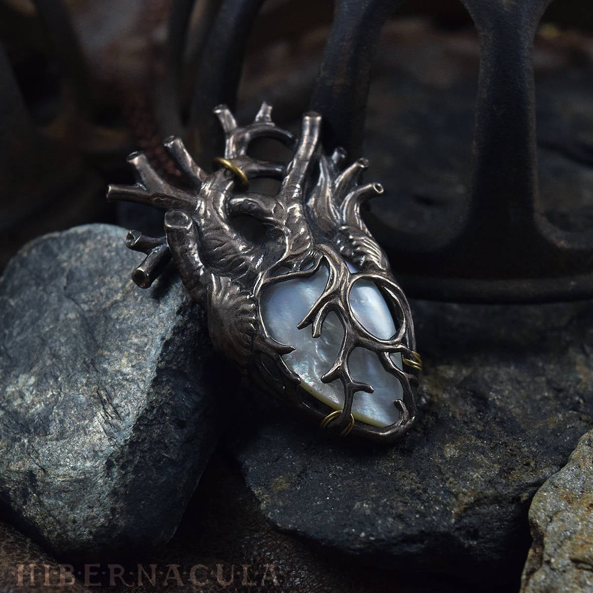 Sacred Heart -- Mother of Pearl Anatomical Pendant | Hibernacula