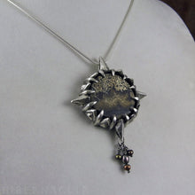 Load image into Gallery viewer, Journey Stone -- Compass Rose Dendritic Jasper Pendant in Bronze or Silver | Hibernacula