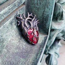 Load image into Gallery viewer, Red Heart, Heart of Stone -- Anatomical Heart Pendant in Bronze or Silver | Hibernacula