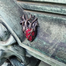 Load image into Gallery viewer, Red Heart, Heart of Stone -- Anatomical Heart Pendant in Bronze or Silver | Hibernacula