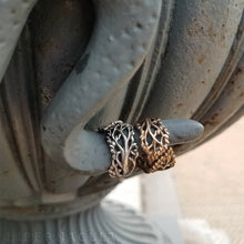 Load image into Gallery viewer, Berkana -- Birch Tree Wrap Ring in Bronze or Silver | Hibernacula