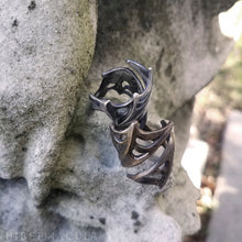 Load image into Gallery viewer, Nocturne -- Bat Wing Spiral Ring in Bronze or Silver | Hibernacula