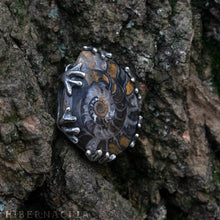 Load image into Gallery viewer, Ammonite Moon -- Fossil Red Ammonite in Bronze or Silver | Hibernacula