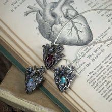Load image into Gallery viewer, Heart of Stone -- Labradorite, Moonstone or Chalcedony Miniature Anatomical Heart Pendant | Hibernacula