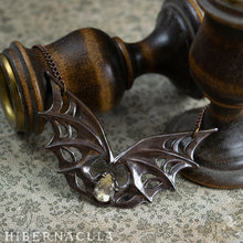 Load image into Gallery viewer, Nocturnal -- Winged Necklace in Bronze or Silver | Hibernacula