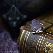 Load image into Gallery viewer, Focus Crystal -- Raw Teal or Purple Fluorite Octahedron Crystal in Bronze or Silver | Hibernacula