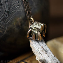 Load image into Gallery viewer, Tiny Pyrite Cube -- Cubic Pyrite Crystal set in Bronze or Silver | Hibernacula