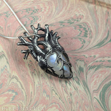Load image into Gallery viewer, Lunar Heart -- Rainbow Moonstone Anatomical Pendant | Hibernacula