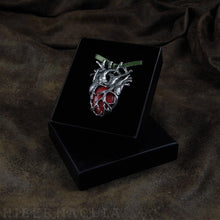 Load image into Gallery viewer, Red Heart, Heart of Stone -- Anatomical Heart Pendant in Bronze or Silver | Hibernacula