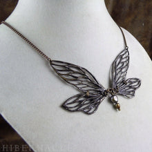 Load image into Gallery viewer, Faerie Wing Necklace -- In Bronze or Silver | Hibernacula