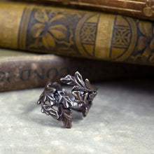 Load image into Gallery viewer, Wise Oak -- Leaf Wrap Ring in Bronze or Silver | Hibernacula