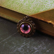 Загрузить изображение в средство просмотра галереи, Steampunk Emblem -- Red / Beast -- Brass Gear Pendant | Hibernacula
