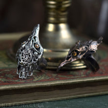 Загрузить изображение в средство просмотра галереи, Firebird -- Bird Skull Ring in Bronze or Silver | Hibernacula