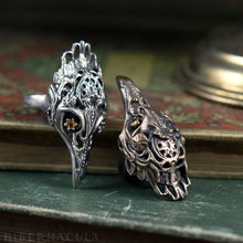 Загрузить изображение в средство просмотра галереи, Firebird -- Bird Skull Ring in Bronze or Silver | Hibernacula