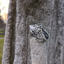 Load image into Gallery viewer, Apophyllite Pyramid -- Adjustable Spiral Ring in Bronze or Silver | Hibernacula
