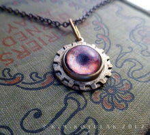Загрузить изображение в средство просмотра галереи, Steampunk Emblem -- Red / Beast -- Brass Gear Pendant | Hibernacula