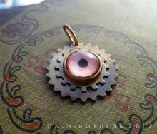 Загрузить изображение в средство просмотра галереи, Steampunk Emblem -- Orange / Lion -- Brass Gear Pendant | Hibernacula