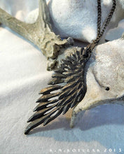Загрузить изображение в средство просмотра галереи, Fallen Angel Wing -- Pendant in Bronze or Silver | Hibernacula