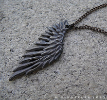 Загрузить изображение в средство просмотра галереи, Fallen Angel Wing -- Pendant in Bronze or Silver | Hibernacula