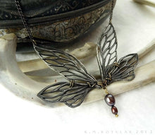 Load image into Gallery viewer, Faerie Wing Necklace -- In Bronze or Silver | Hibernacula