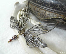 Load image into Gallery viewer, Faerie Wing Necklace -- In Bronze or Silver | Hibernacula