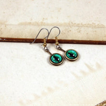 Load image into Gallery viewer, Serpent Eyes -- Numina Iris Earrings in Red & Green | Hibernacula