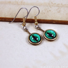 Load image into Gallery viewer, Serpent Eyes -- Numina Iris Earrings in Red & Green | Hibernacula