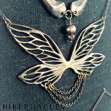 Load image into Gallery viewer, Gossamer -- Faery Wing Necklace in Bronze or Silver | Hibernacula