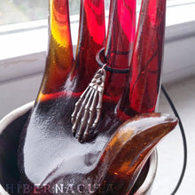 Load image into Gallery viewer, Primal Hamsa -- Juramaia Sinesis Fossil Pendant in Bronze or Silver with Raw Diamond | Hibernacula