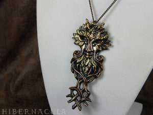 Key of the Green Man -- Painted Bronze Pendant | Hibernacula