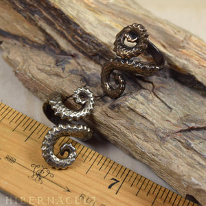 Eldritch Spiral -- Tentacle Wrap Ring In Bronze or Silver | Hibernacula