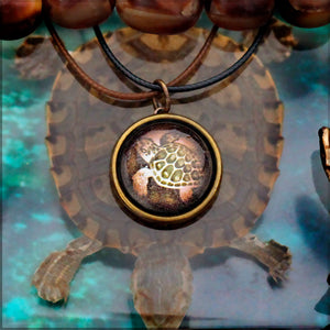 Turtle Spirit -- Brass Animal Totem Pendant | Hibernacula