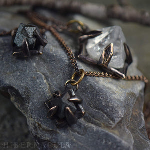 Compass Stone -- Raw Magnetite Crystal Set in Bronze or Silver | Hibernacula