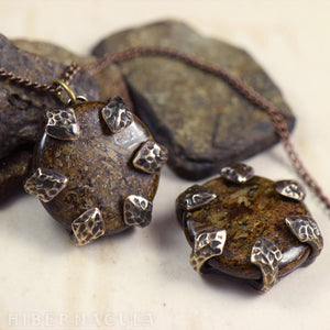 Dragon Stone -- Bronzite Disc set in Bronze or Silver | Hibernacula