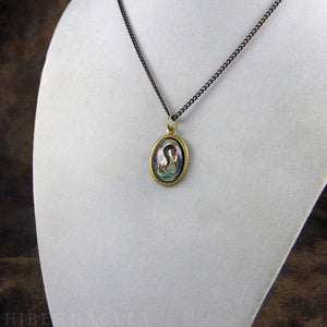 The Black Swan -- Brass Pendant with Original Artwork | Hibernacula