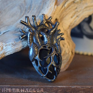 The Black Heart -- Anatomical Pendant In Bronze or Silver | Hibernacula