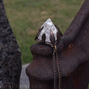 Apophyllite Pyramid -- Raw Crystal in Bronze or Silver Clasps | Hibernacula