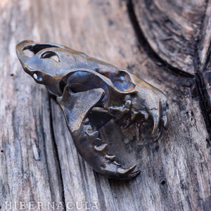 Tenacity -- Articulated Mink/Mustelidae Skull - Bronze Pendant or Sculpture | Hibernacula