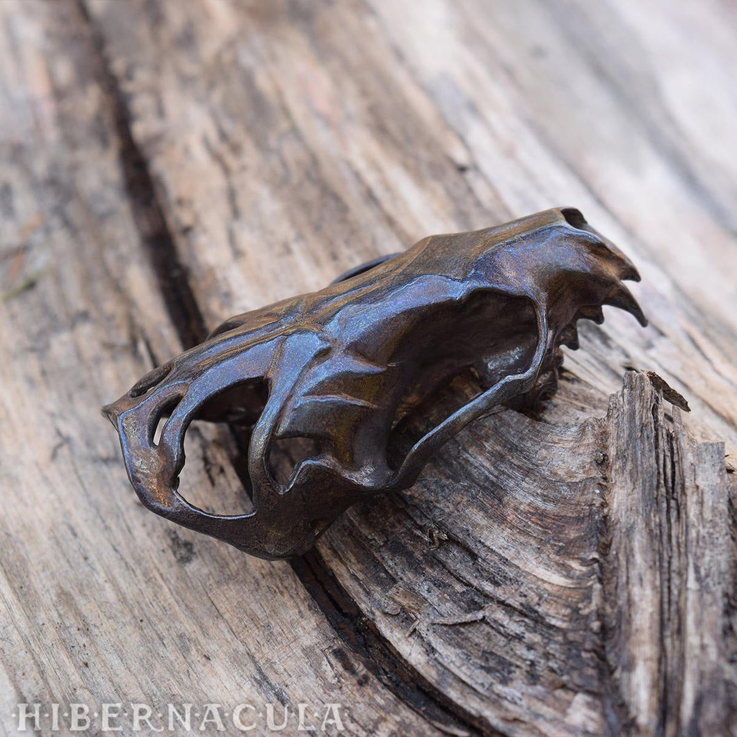 Ferocity -- Mink/Mustelidae Skull -- Bronze Pendant | Hibernacula