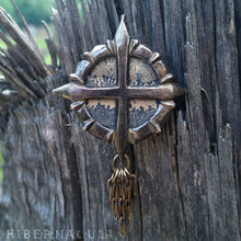 Load image into Gallery viewer, Journey Stone -- Compass Rose Dendritic Jasper Pendant in Bronze or Silver | Hibernacula
