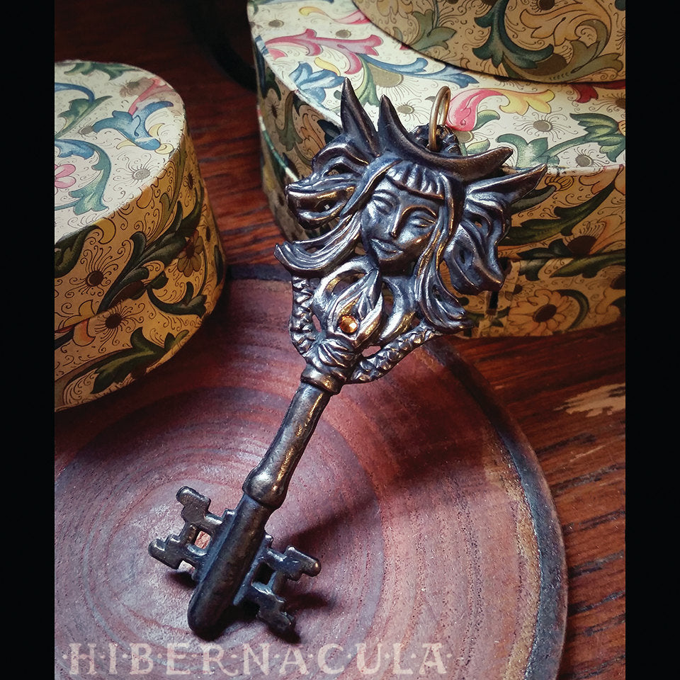 Hekate's Key with a Torch and a Snake Pendant – Crescent Chalice